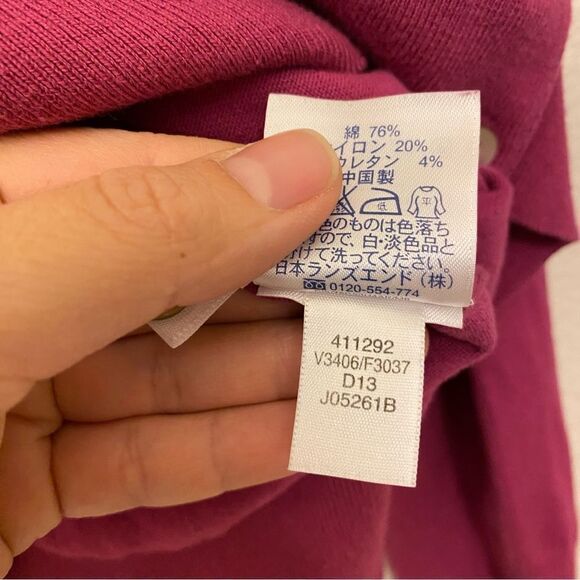 Lands End cotton nylon button up cardigan sweater School uniform pink womans M - Picture 5 of 7